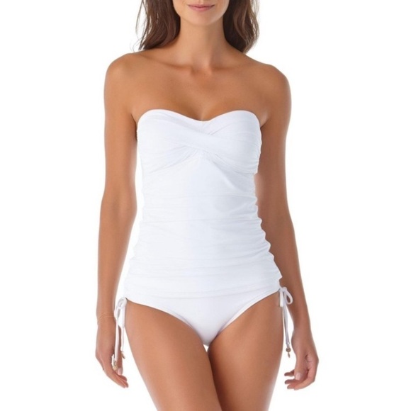 Anne Cole - Women's Twist Front Bandeaukini Swim Top - White - Picture 1 of 7